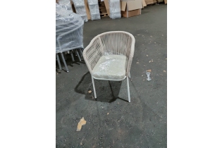 MR1000853 плетеный стул из роупа (веревки), стальной каркас (белый), цвет бежевый